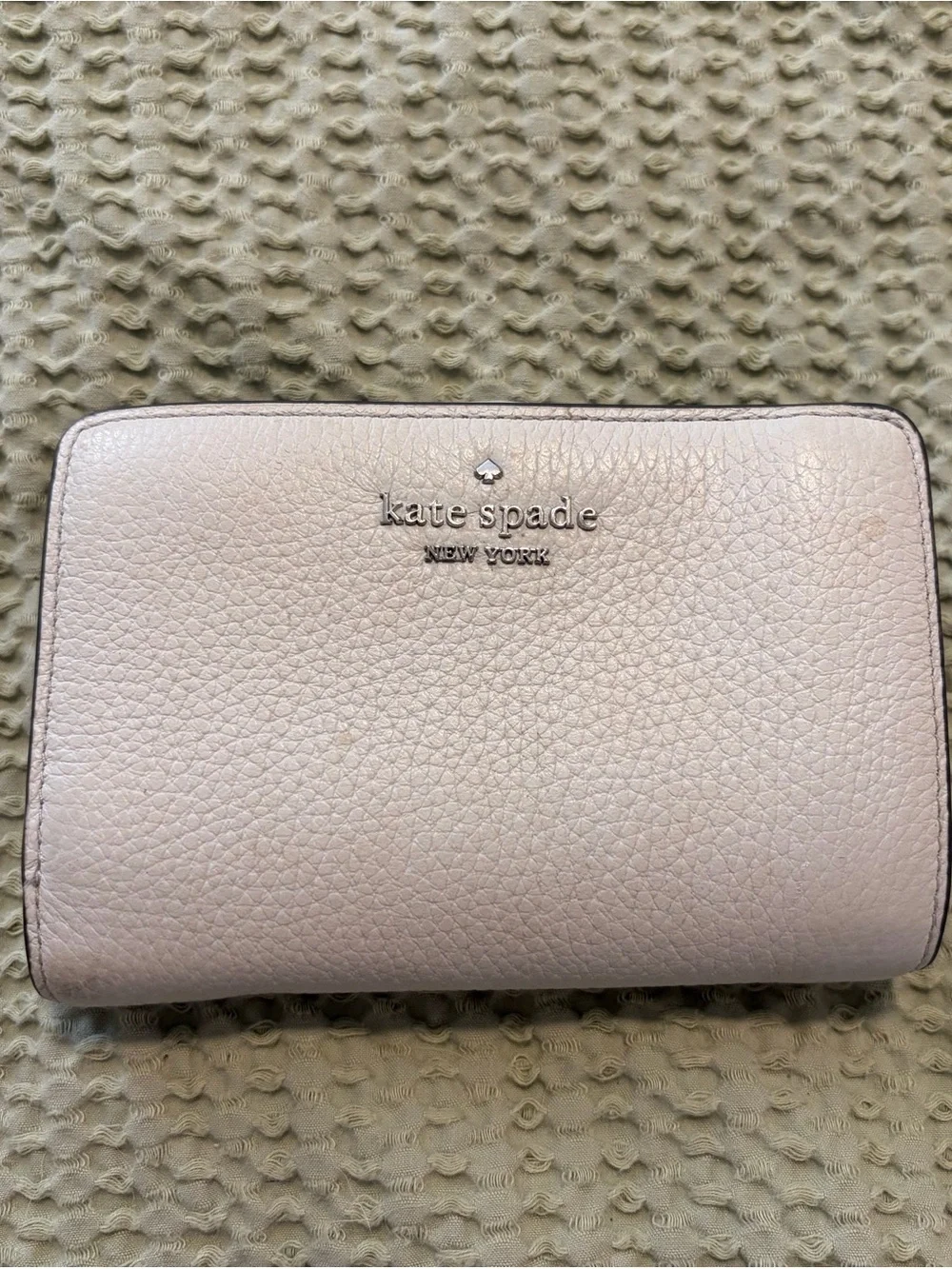 kate spade Grey Pebbled Leather Zip Medium Bifold Wallet